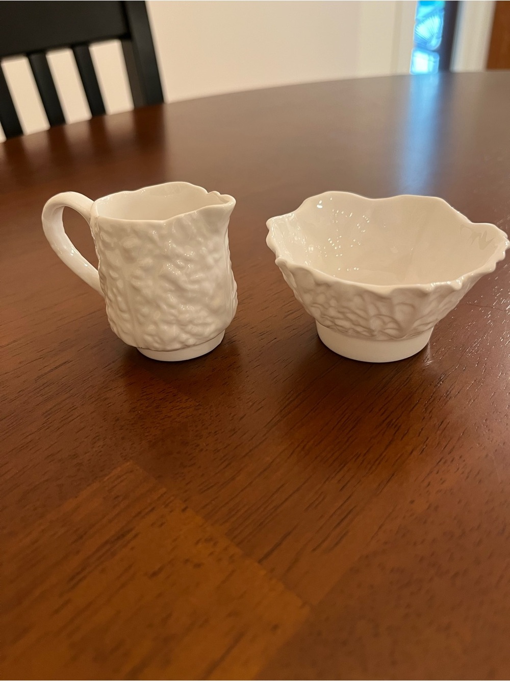 Spode Cabbage Leaf Creamer and Sugar Bowl Set Miniature